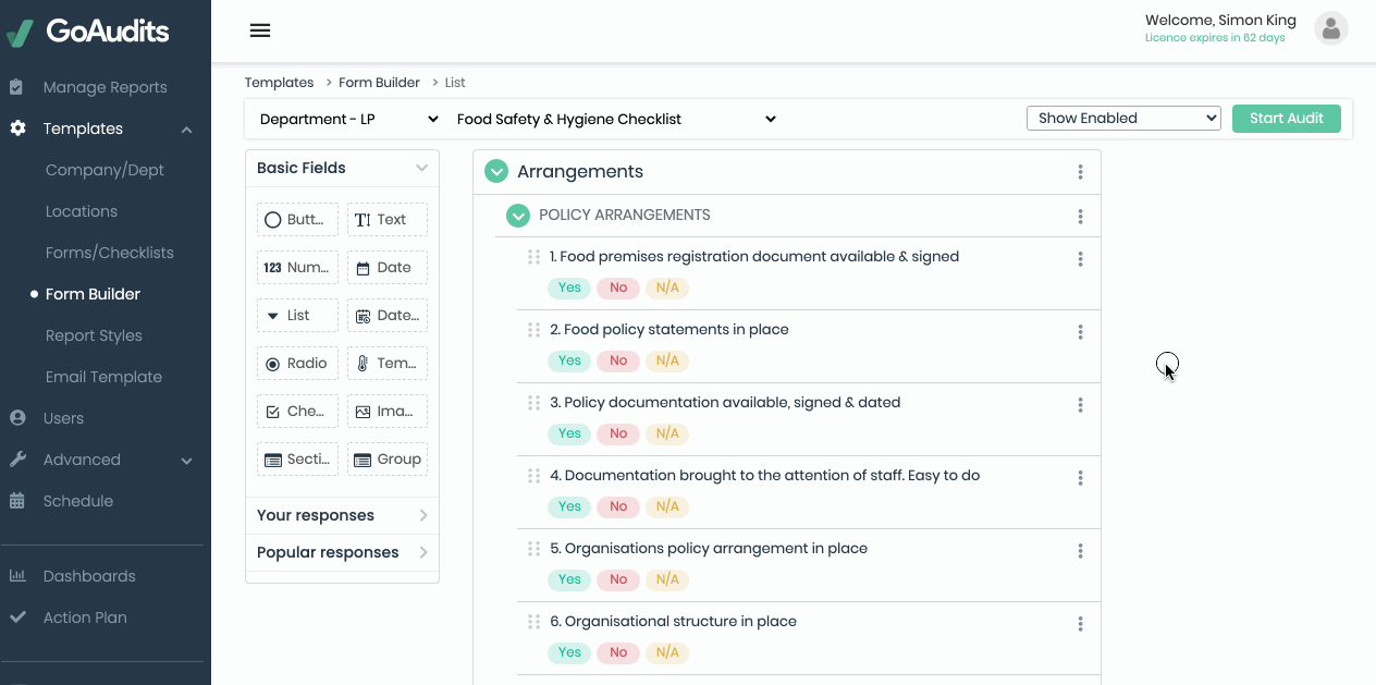 goaudits admin portal