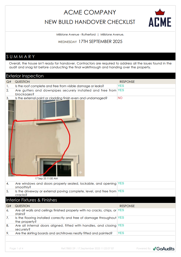 New Build - Construction Project Handover Report Template