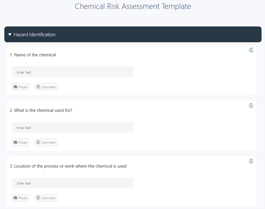 Chemical risk assessment template