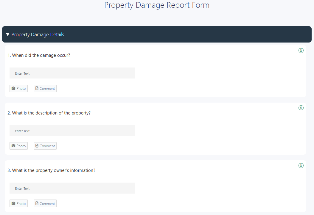 Property damage report form