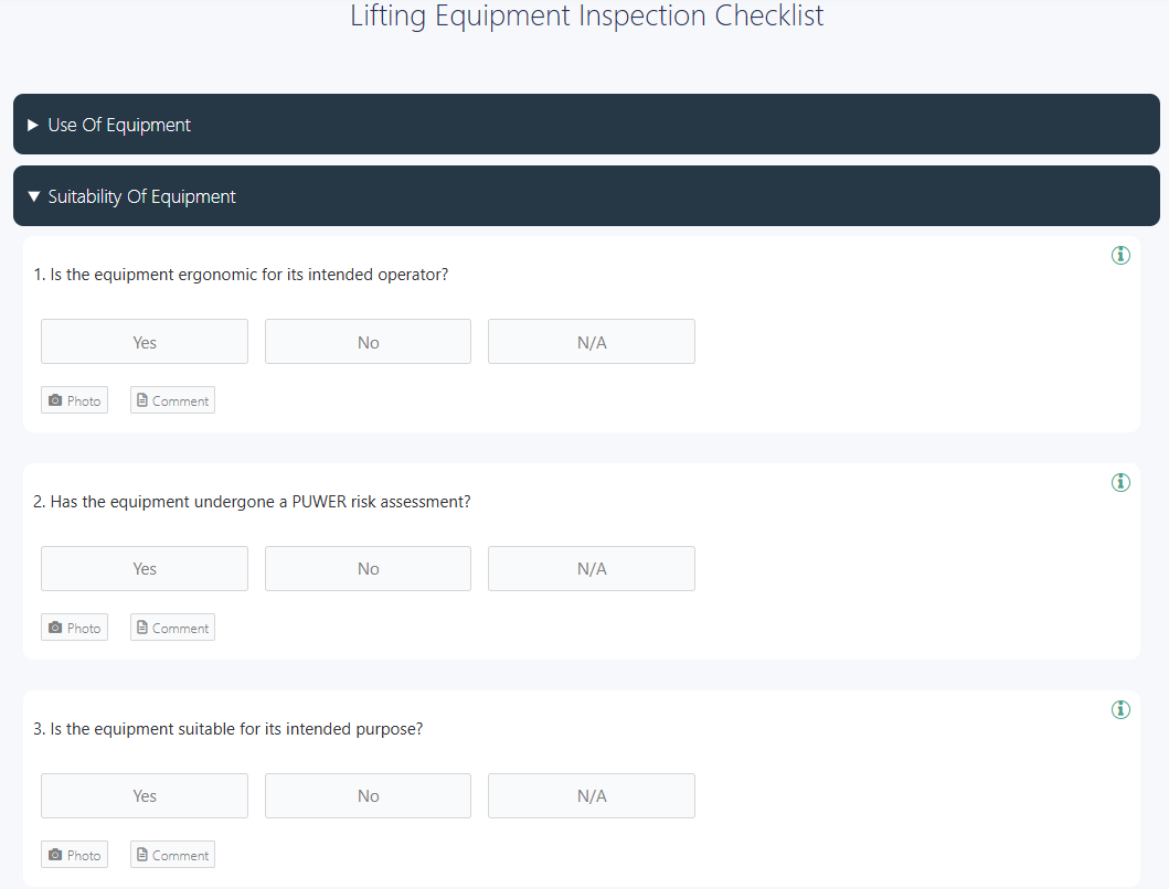 Lifting Equipment Inspection Checklist