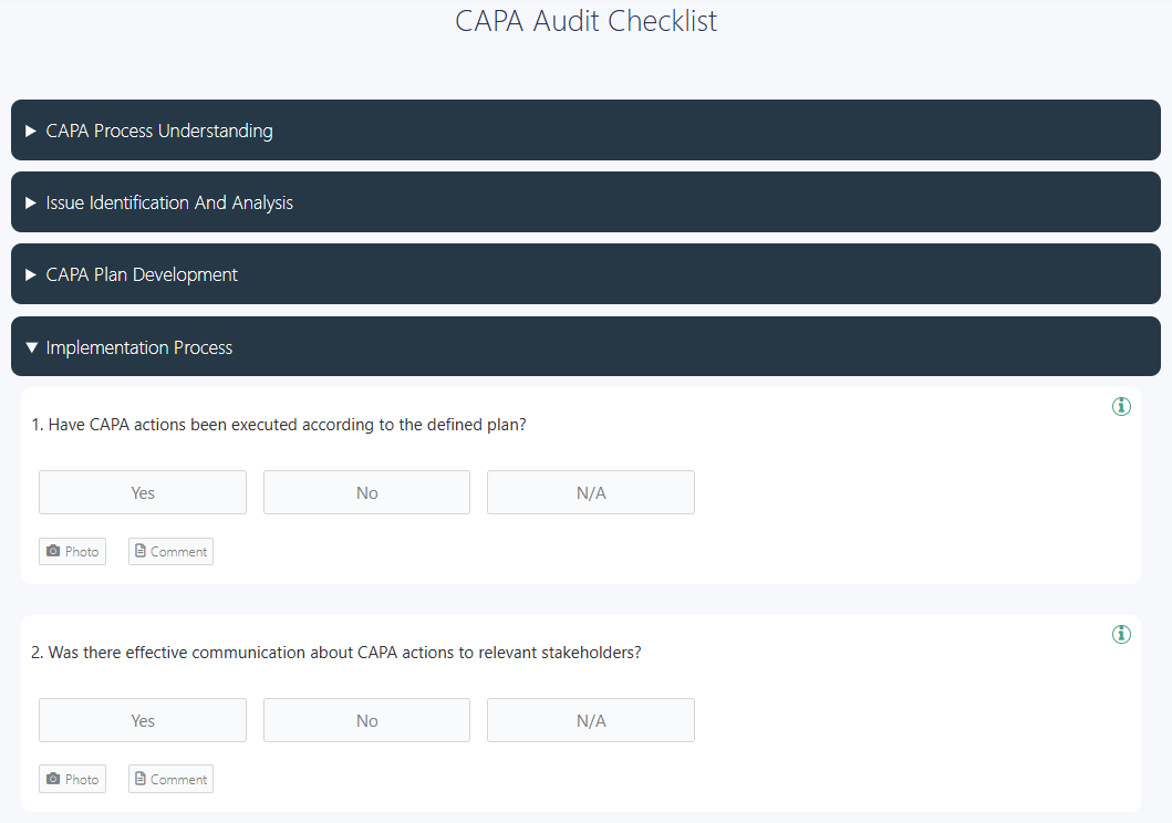CAPA audit checklist