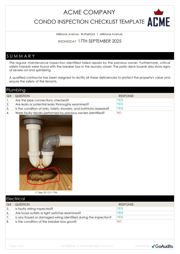 Home and Property Inspection Report Template Sample