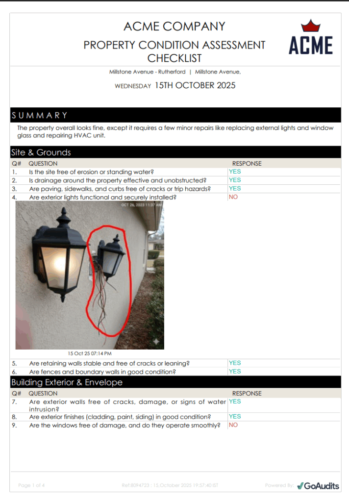 Property Condition Assessment Report Template