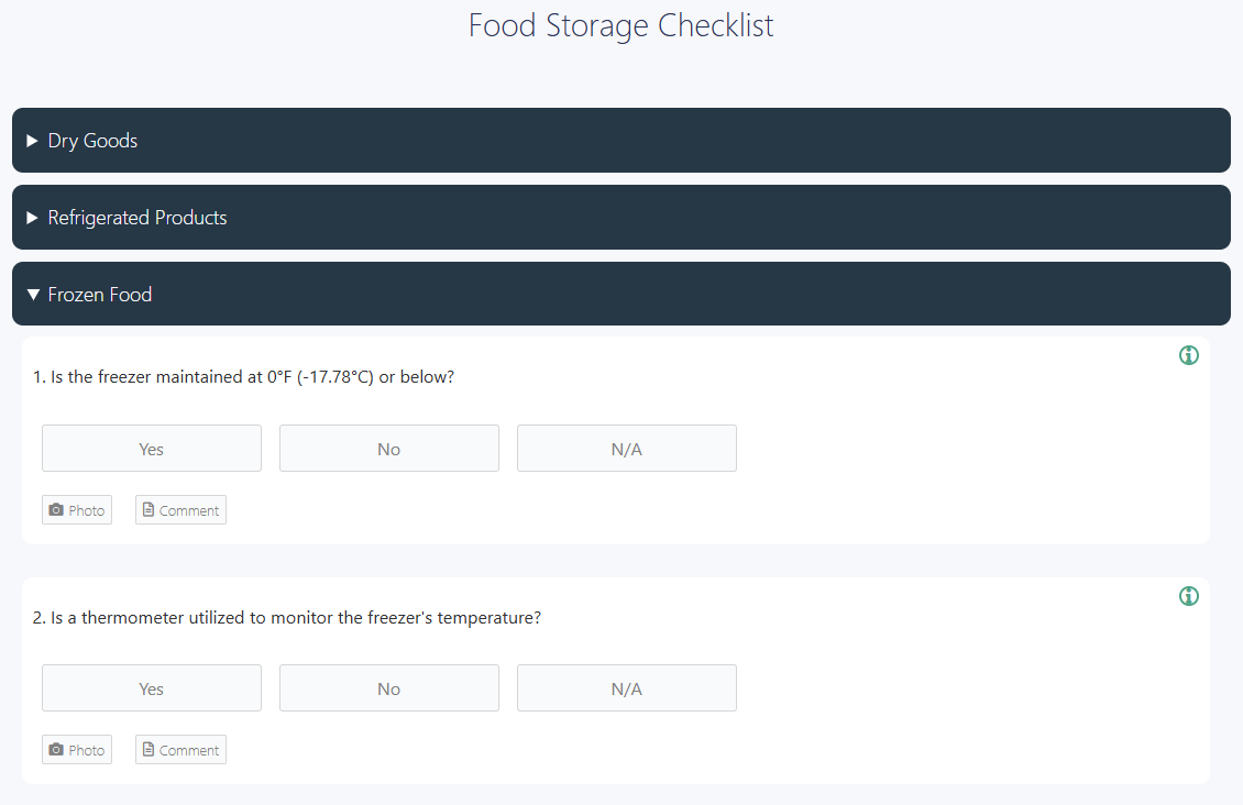 Food storage checklist