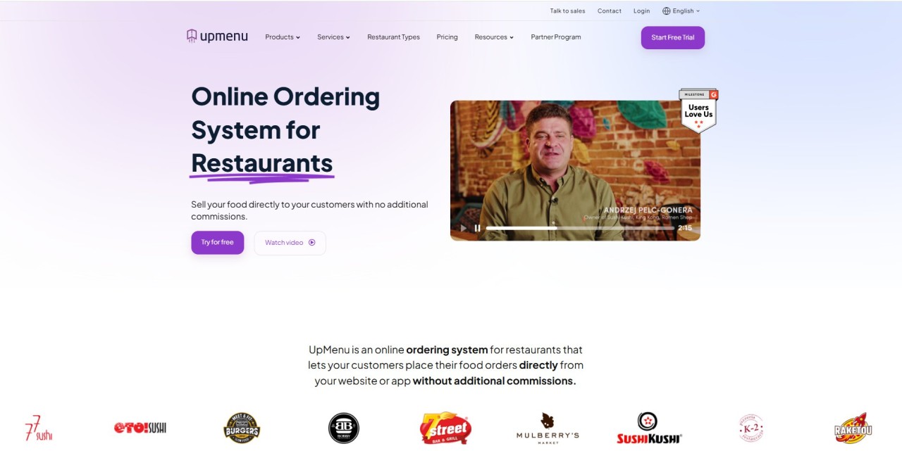 UpMenu restaurant management software