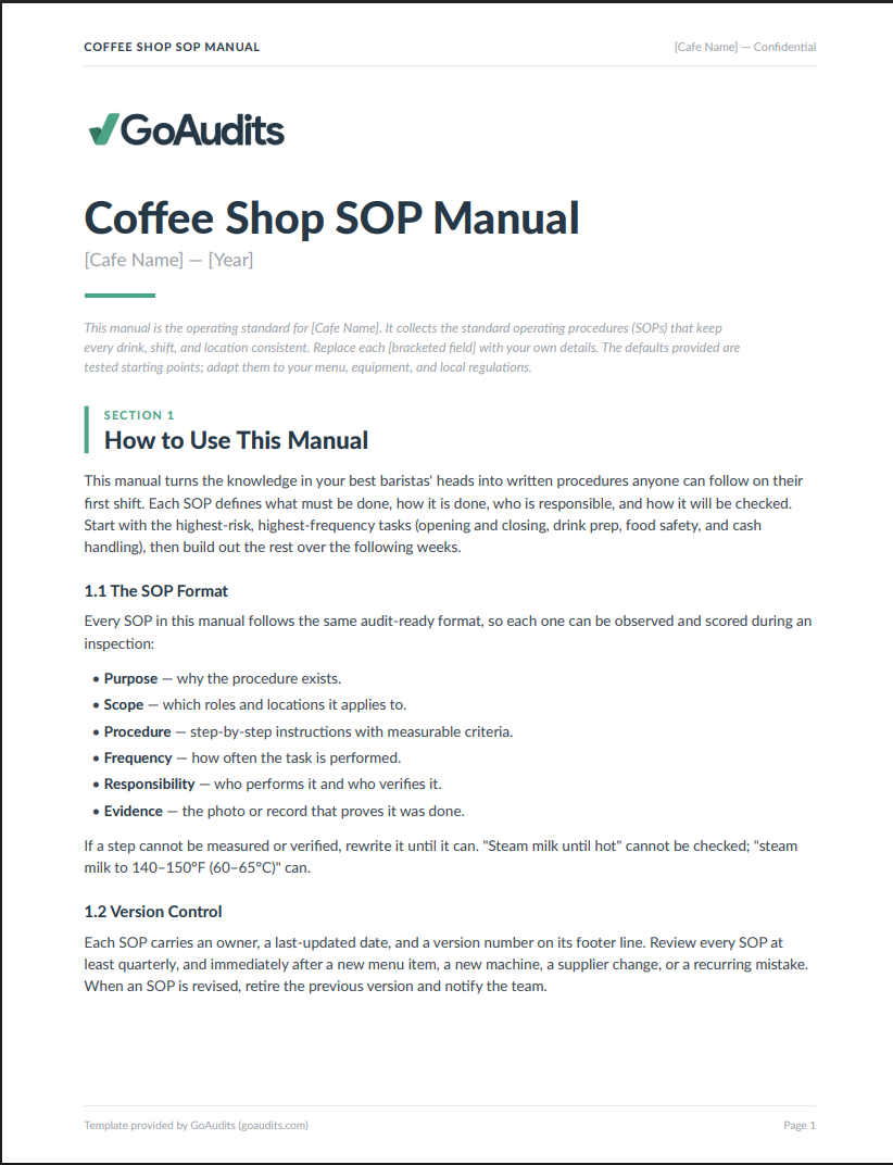 Coffee Shop SOPs: How to Build & Enforce Them (+ Free PDF)
